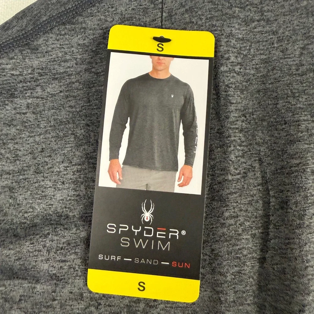 Spyder Swim Mens Long Sleeve Rash Guard Charcoal Heather Gray UPF Small 2076